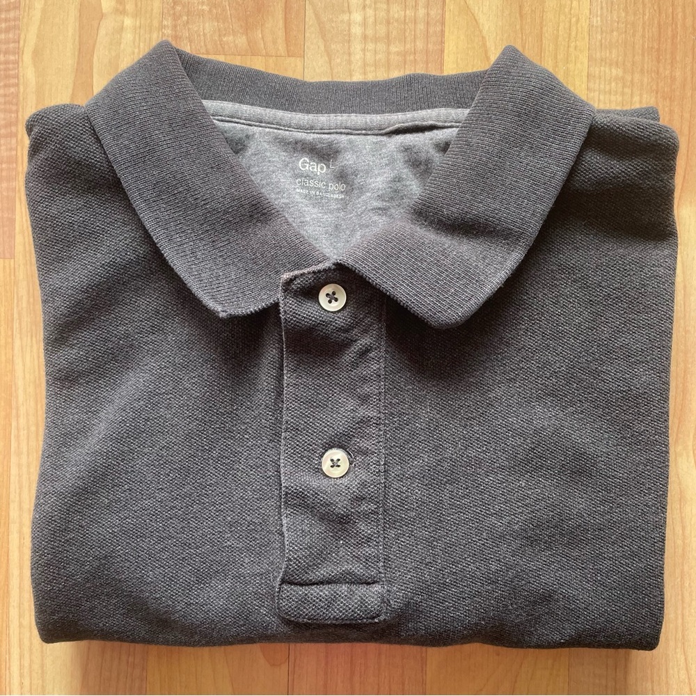 Gap Classic Polo Short Sleeve T shirt Men Size L Dark Grey